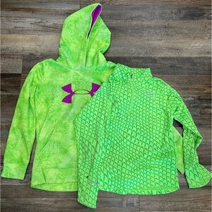 2 Neon Green Sweatshirts-Nike and Under Armour